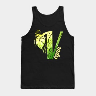 V like Vegan - Green Leaves Logo - Go Vegan Tank Top